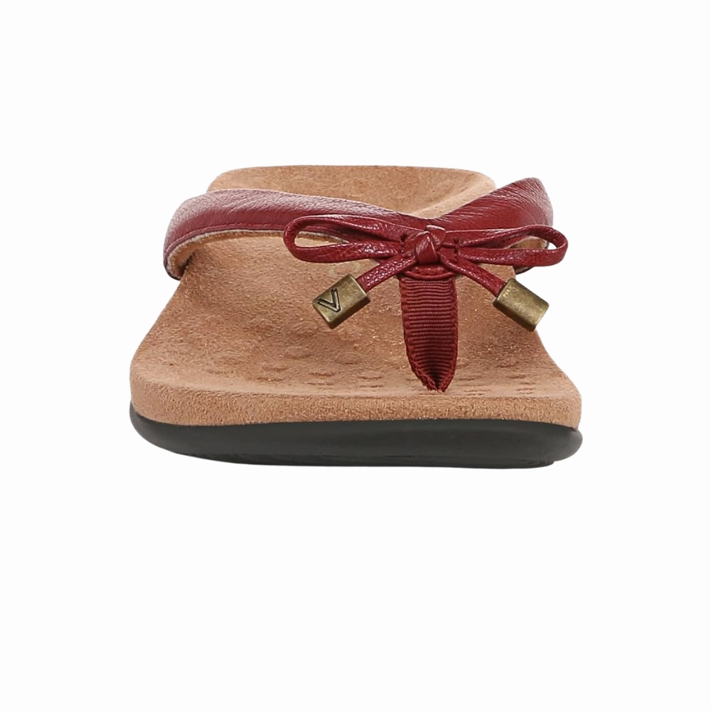 Vionic Women's Bella Leather Thong Sandals Flip-Flop Syrah I0929L1601 Flip Flops At White House