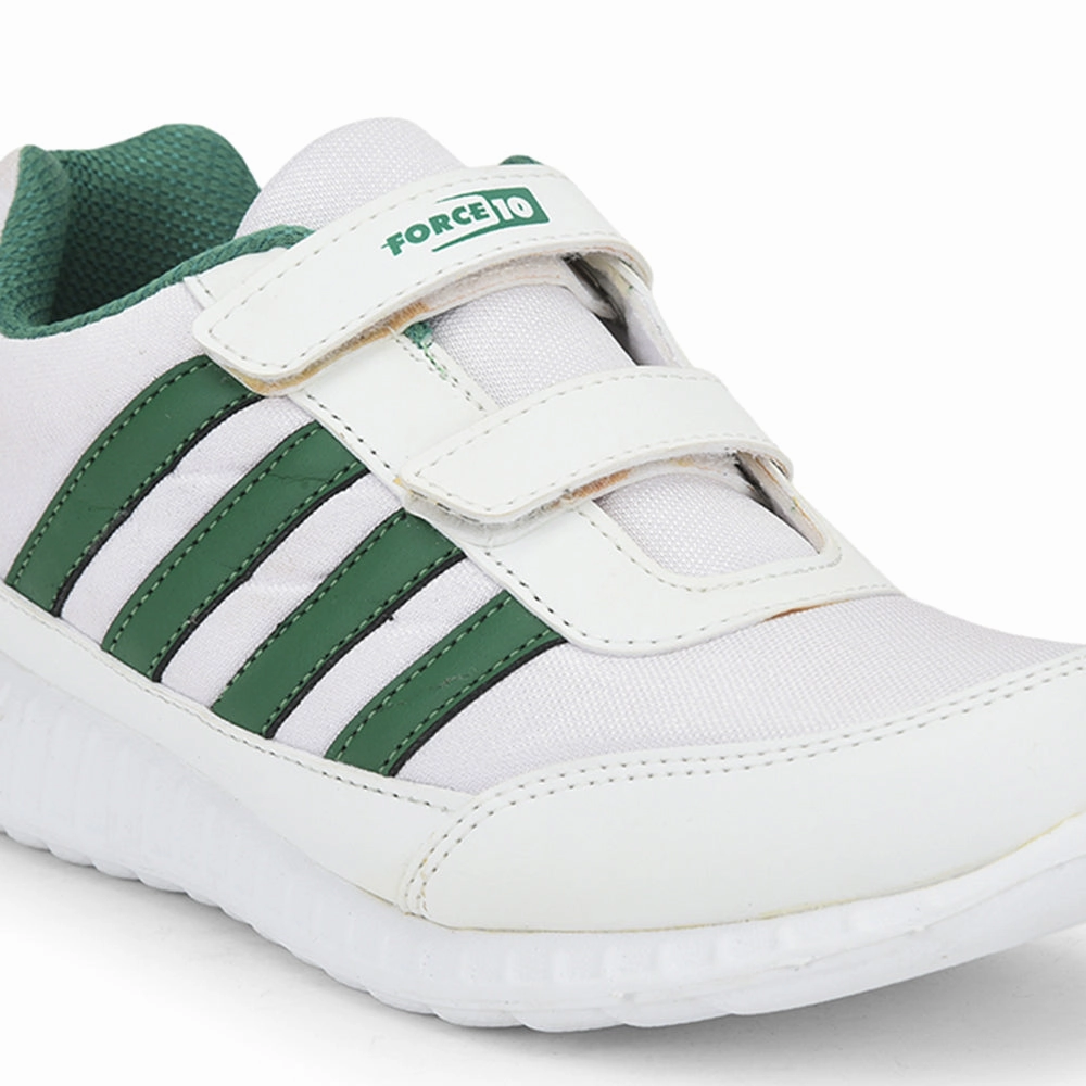 Comfortable Smart Casual Shoes Force 10 Green Non Lacing Uniform School Shoes For Kids 9906-90SV By Liberty