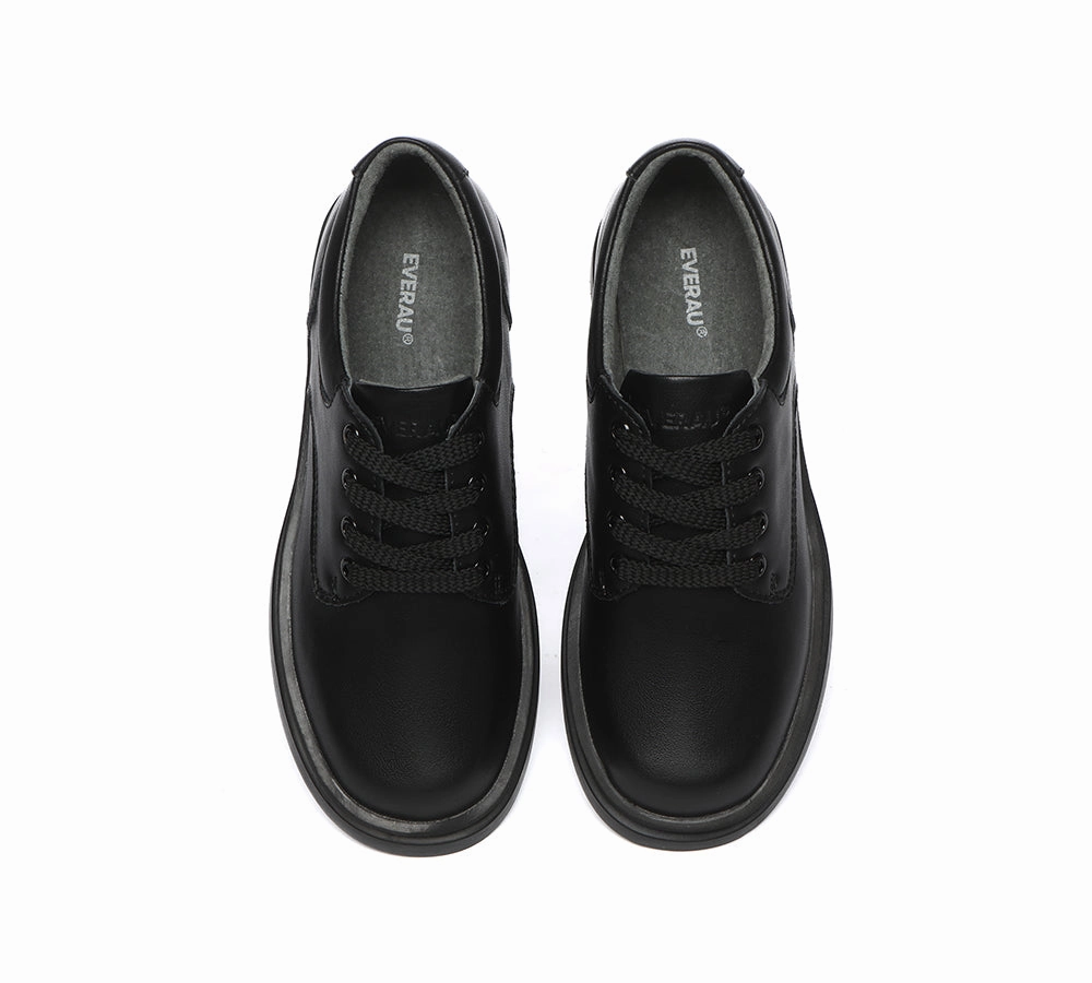 Flat Shoes With A Strap Across The Ankle Codycross EVERAU Senior Black Leather Large Size Lace Up School Shoes