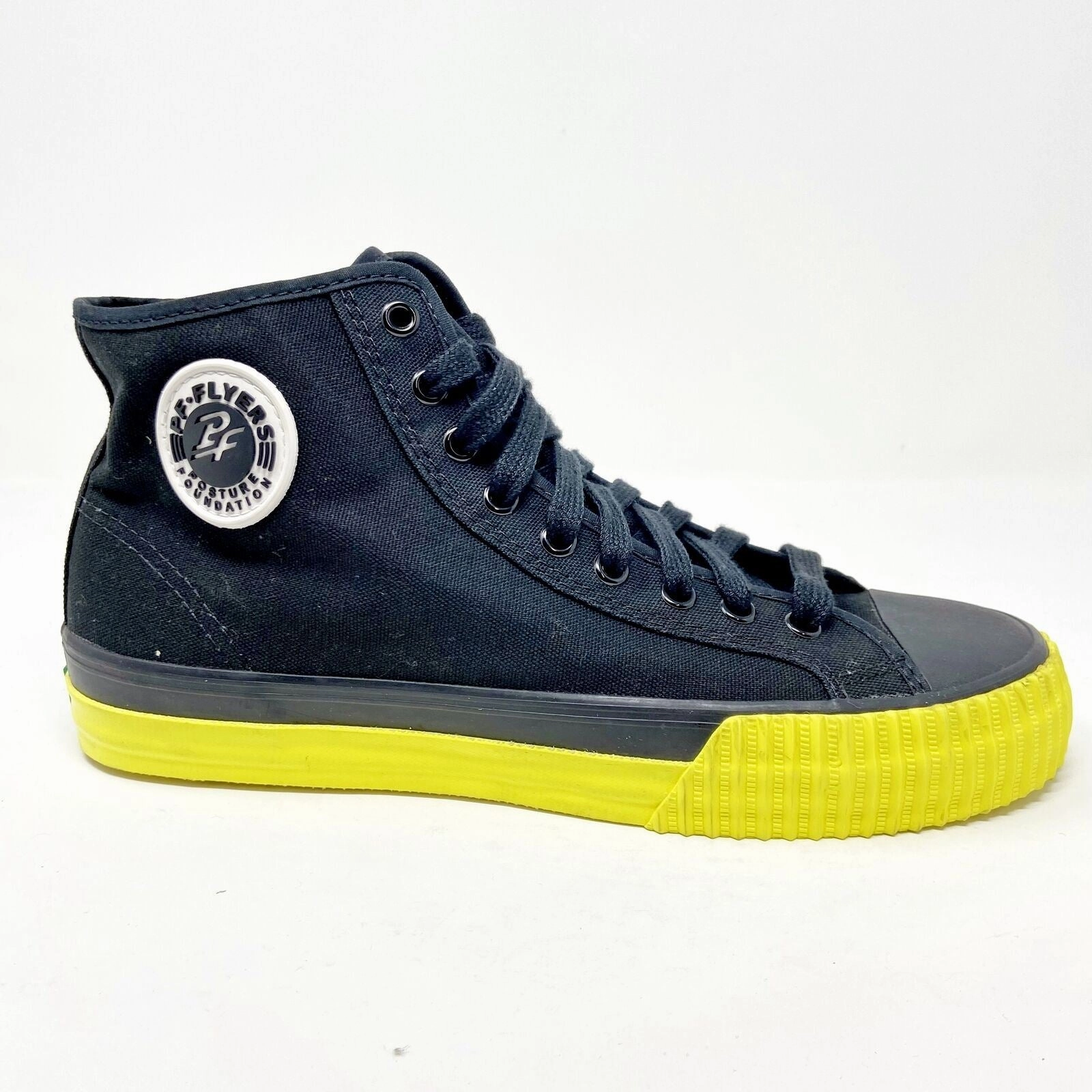 Casual Slipper Shoes PF Flyers Center Hi Black Yellow Womens Retro Casual Shoes PM12OH1T