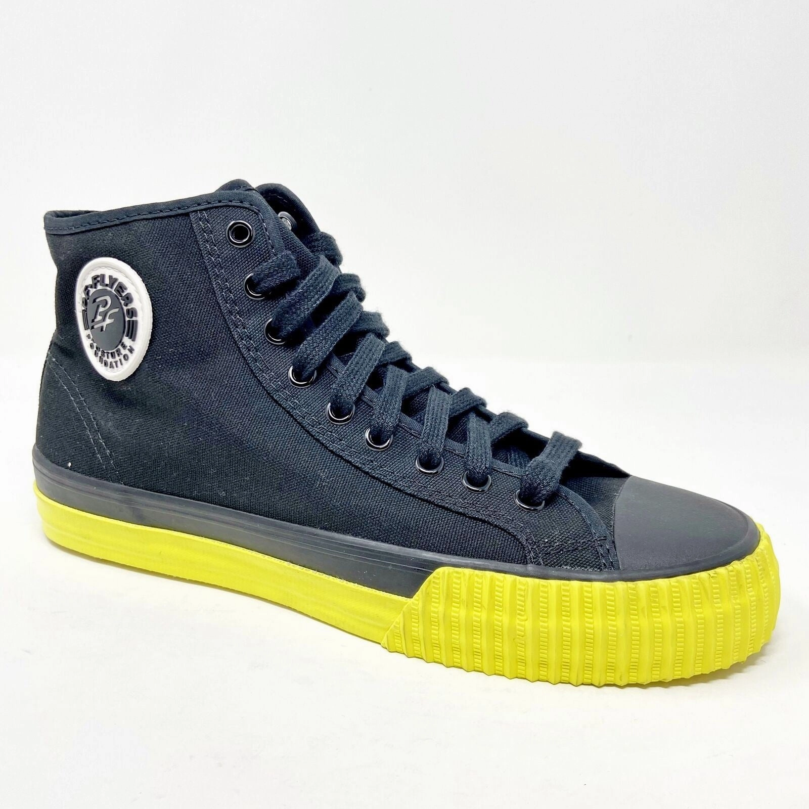 Casual Big Shoes PF Flyers Center Hi Black Yellow Womens Retro Casual Shoes PM12OH1T