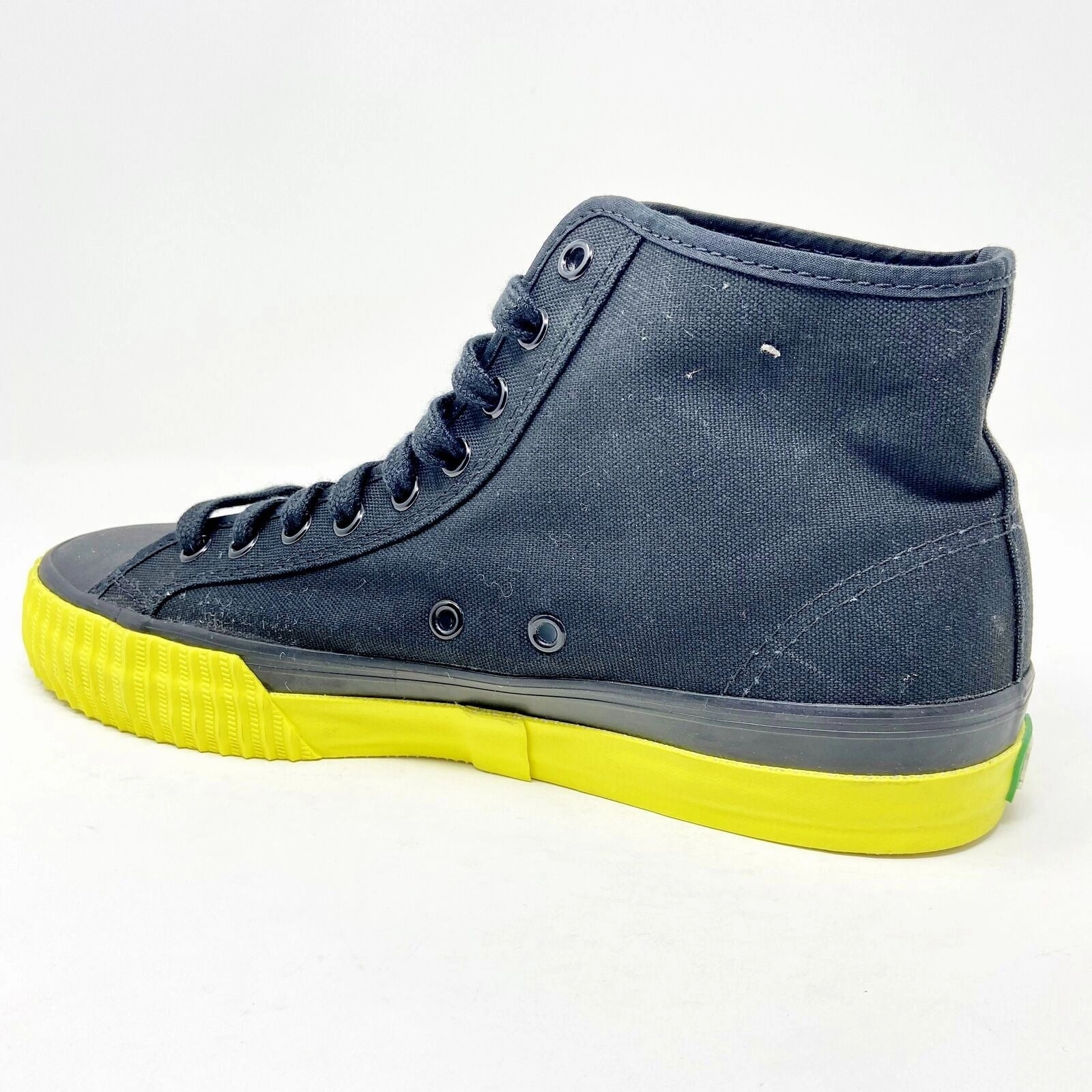 8053 Leather Platform Casual Shoes Dupe PF Flyers Center Hi Black Yellow Womens Retro Casual Shoes PM12OH1T