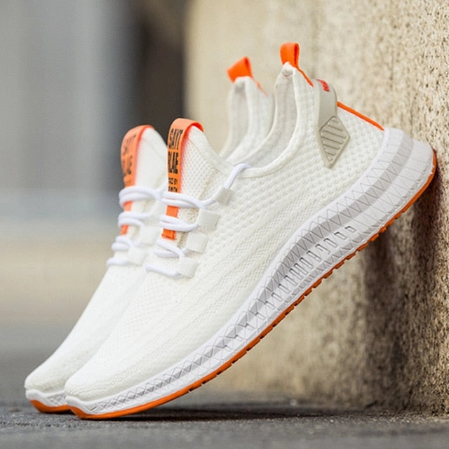 2019 New Men Sneakers Mesh Casual Shoes Lac-up Shoes Men Lightweight Comfortable Breathable Walking Sneakers Zapatillas Hombre Leather Casual Shoes Without Laces