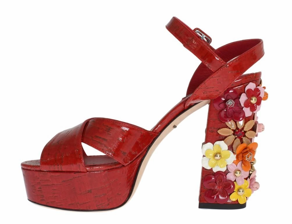 South Coast Hotel Red Leather Crystal Strap Sandals