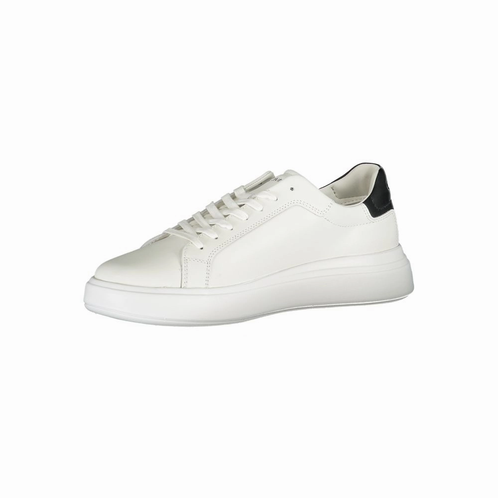 Calvin Klein Sleek White Sneakers with Contrast Accents Casual Shoes With Skinny Jeans