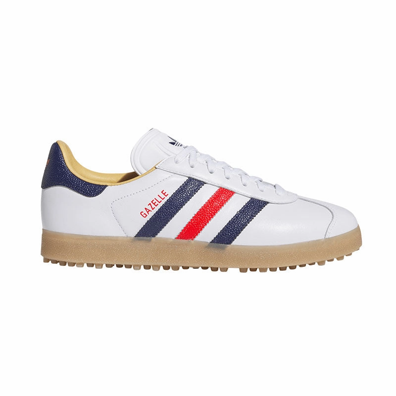 Adidas New Shoe ADIDAS Gazelle Unisex Spikeless Shoes (White/Blue/Red)