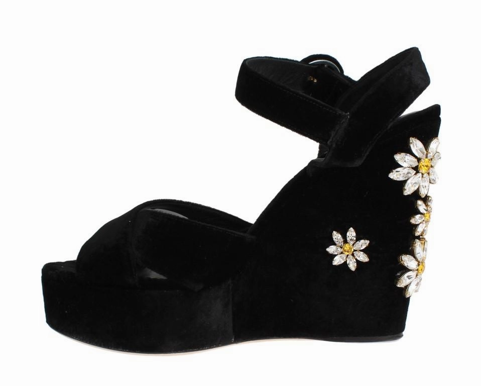 Black Velvet Crystal Wedges Sandals Chaco Sandals Sale