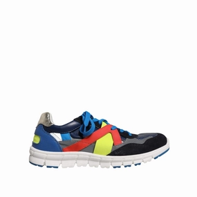 Blue Sneakers Dolce & Gabbana Multicolor Leather Suede Low Top Sneakers Shoes