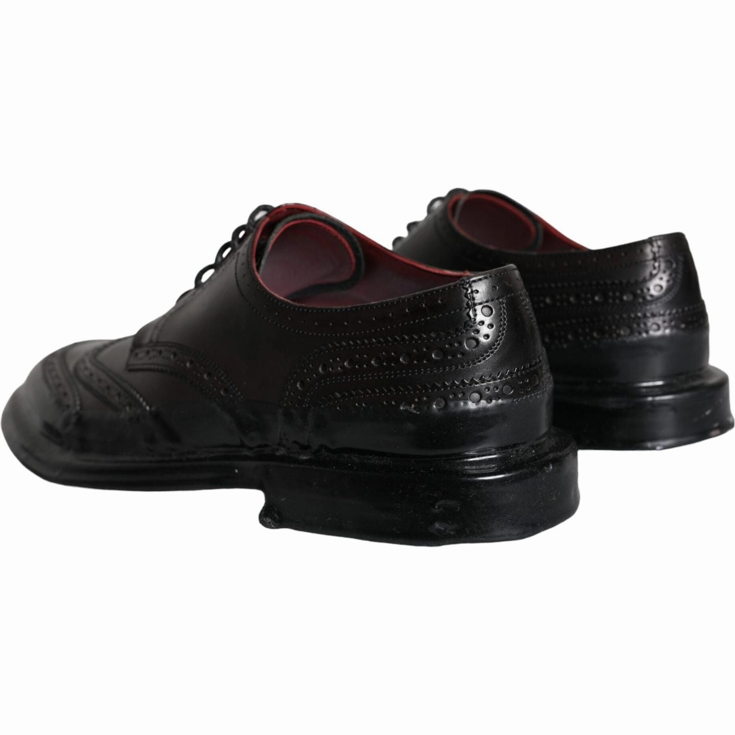 Dolce & Gabbana Black Leather Oxford Wingtip Formal Men Shoes Dressy Flats Shoes