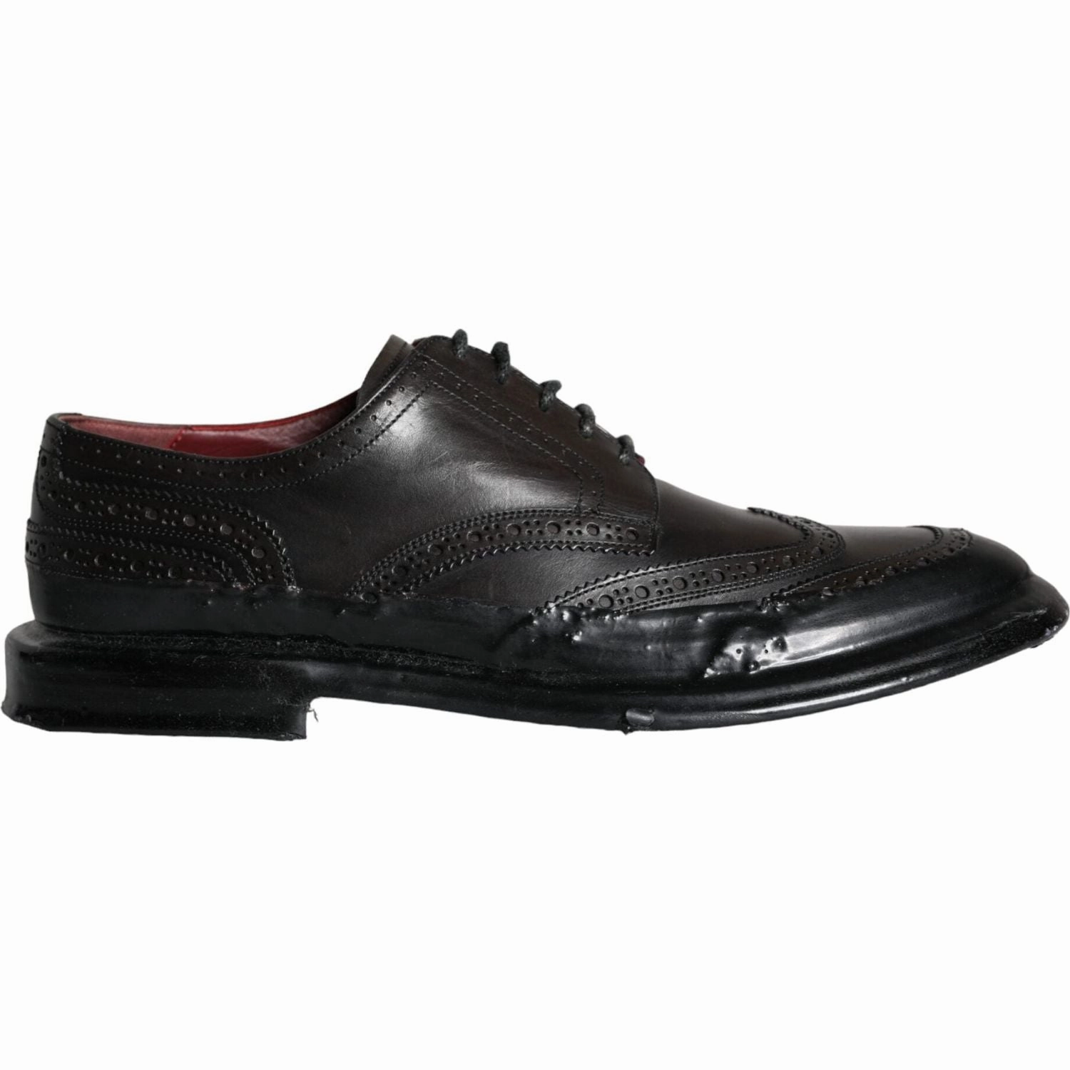 Dolce & Gabbana Black Leather Oxford Wingtip Formal Men Shoes Best Golf Shoes Flat Feet