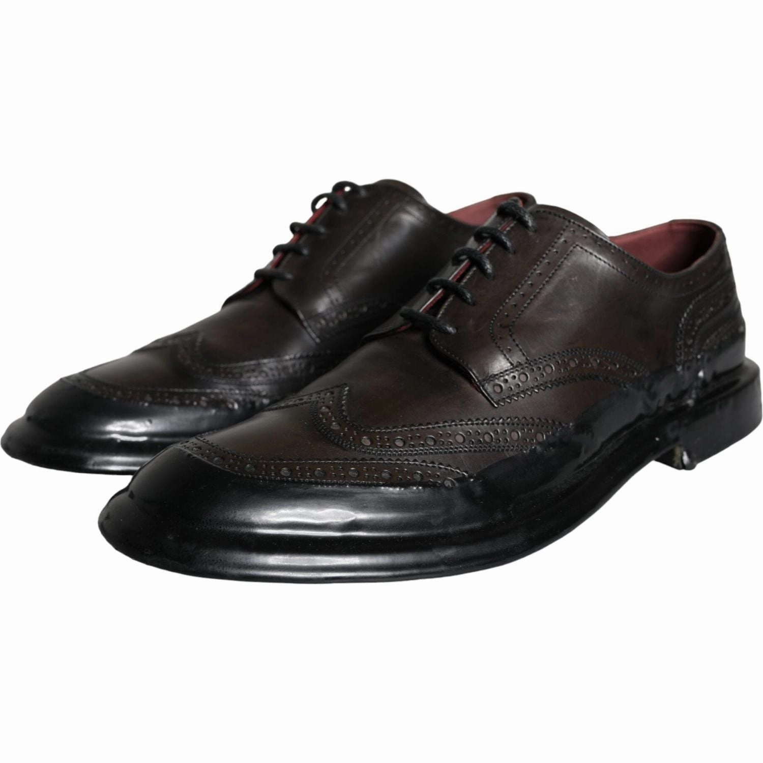 Dolce & Gabbana Black Leather Oxford Wingtip Formal Men Shoes The Best Work Shoes For Flat Feet