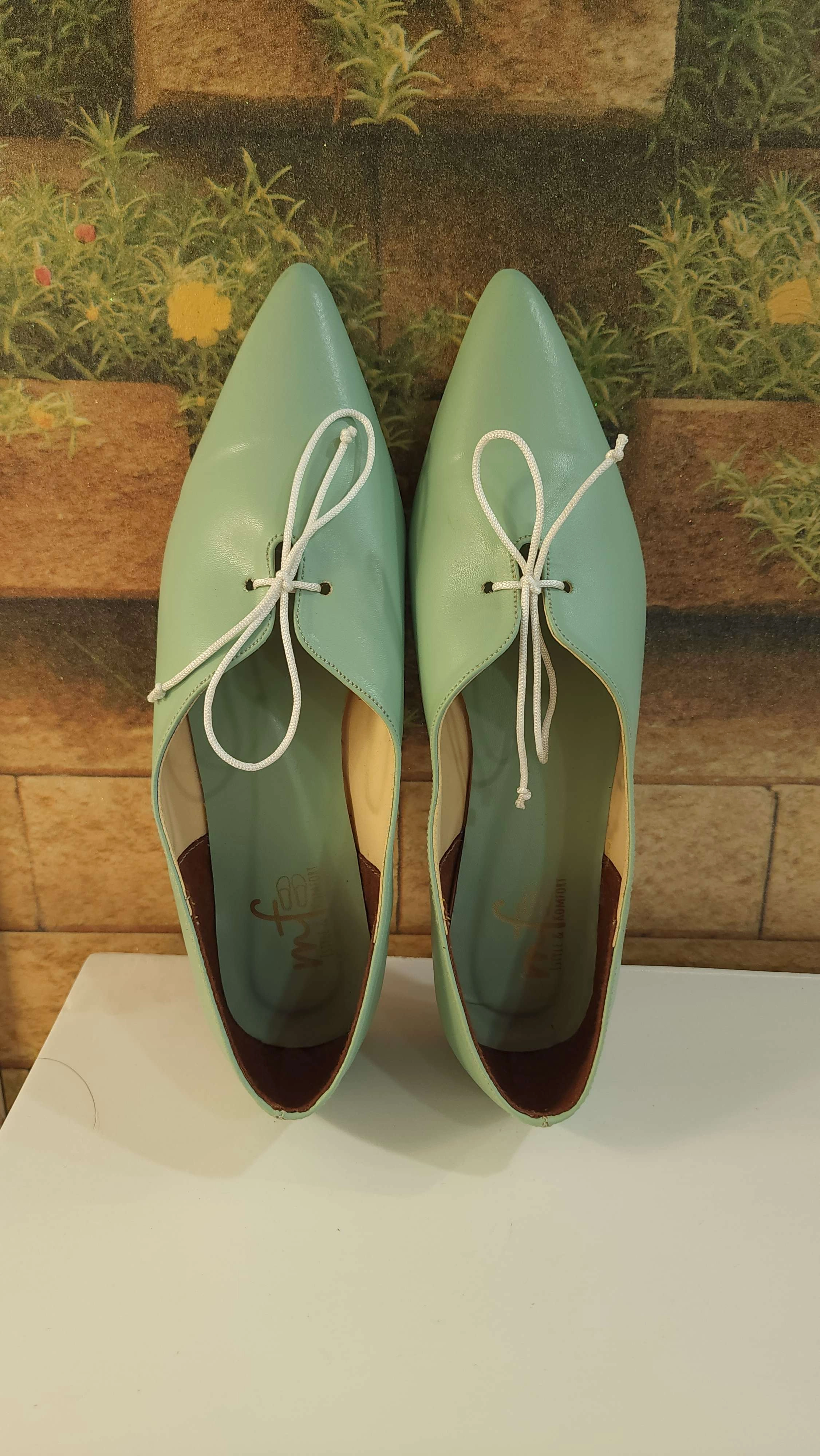 Flat Business Shoes Green Pointed Pumps in Flat