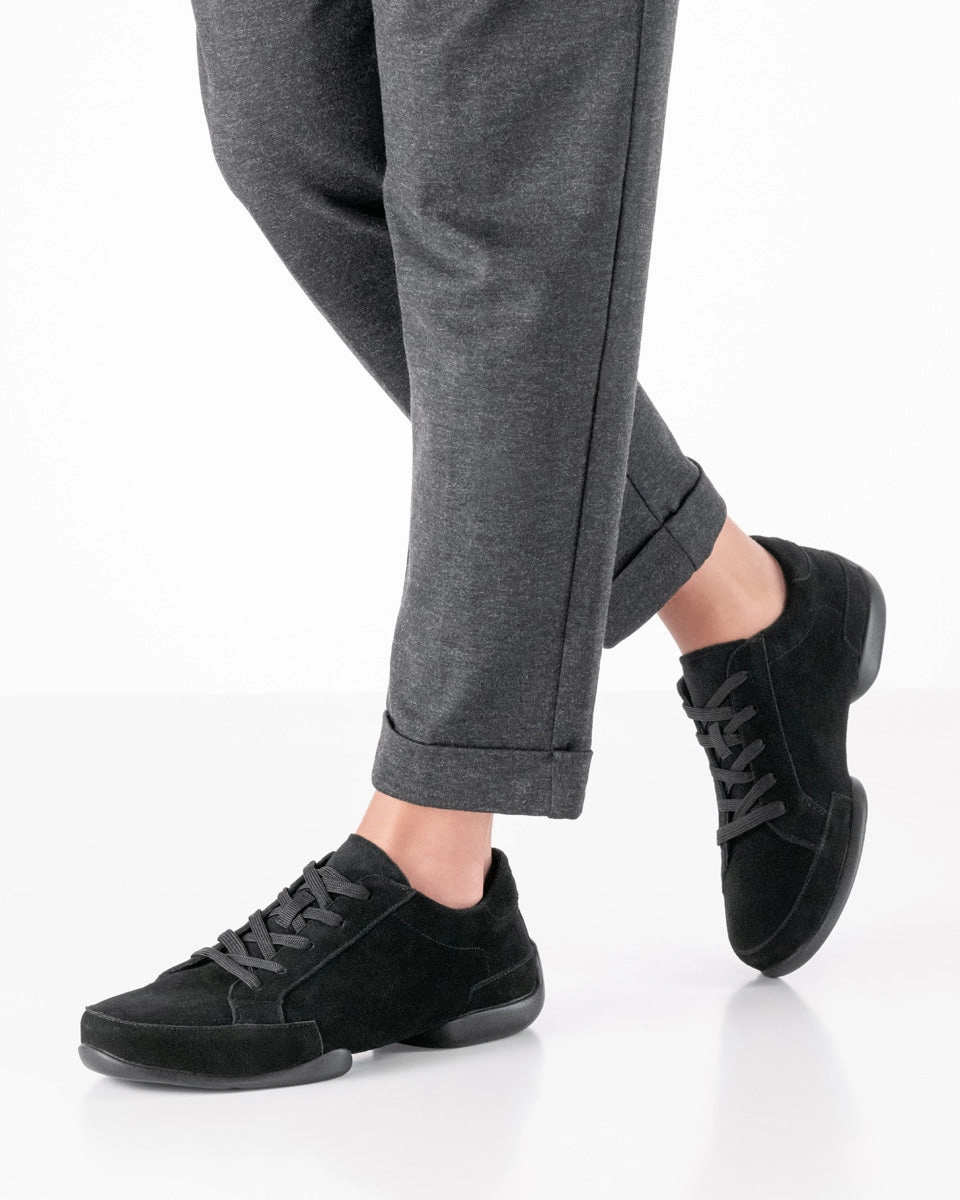 Werner Kern, 4055 Men's Sneaker, Black Goat Suede, Split-Sole, Flat Heel Shoes For Flat Feet And Plantar Fasciitis