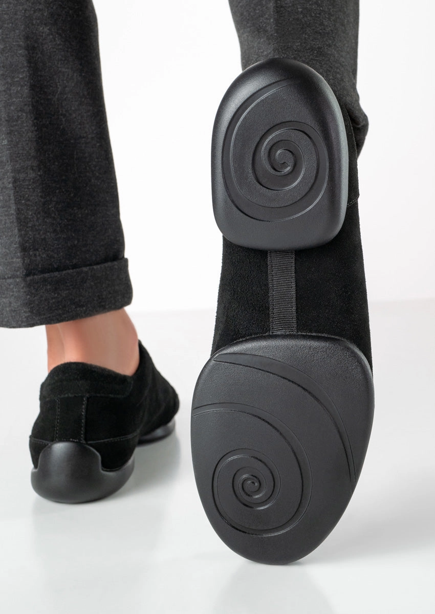 Best Office Shoes For Flat Feet Werner Kern, 4055 Men's Sneaker, Black Goat Suede, Split-Sole, Flat Heel