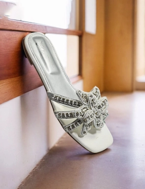 White Casual Slipper Ivory Slippers Wedding