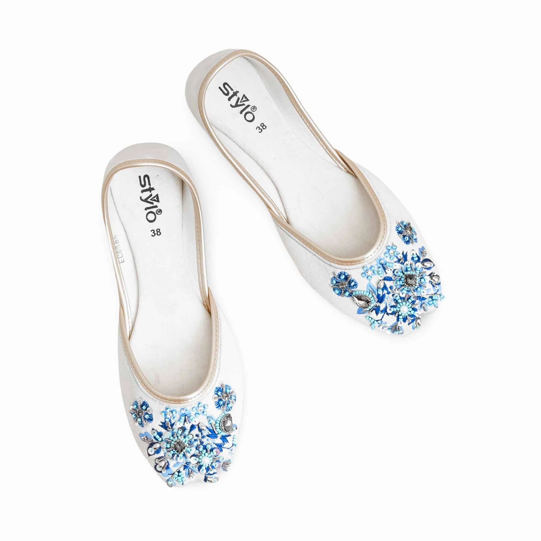 White Fancy Khusa EC8585 China Flats Shoes