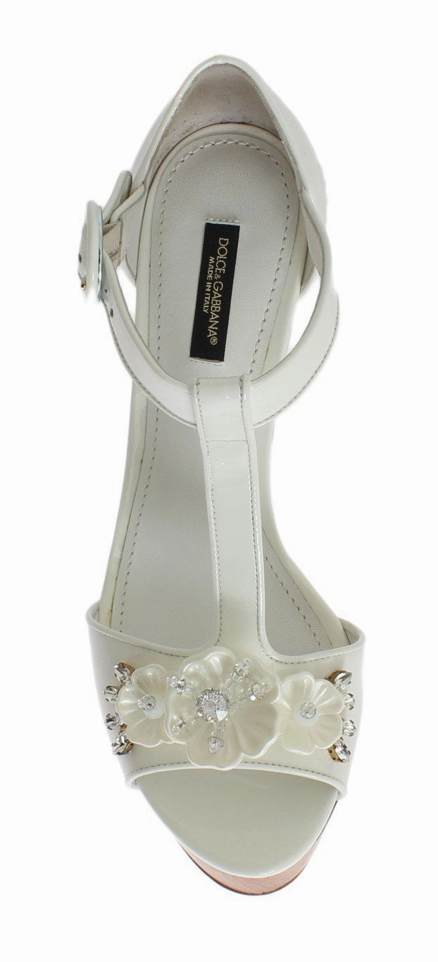 Munro Sandals White Leather Crystal Wedges Sandals