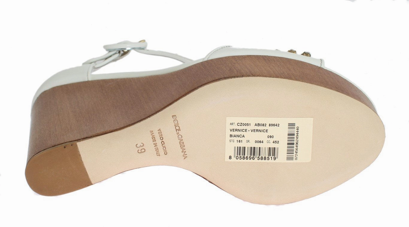 Sandals Dupe White Leather Crystal Wedges Sandals
