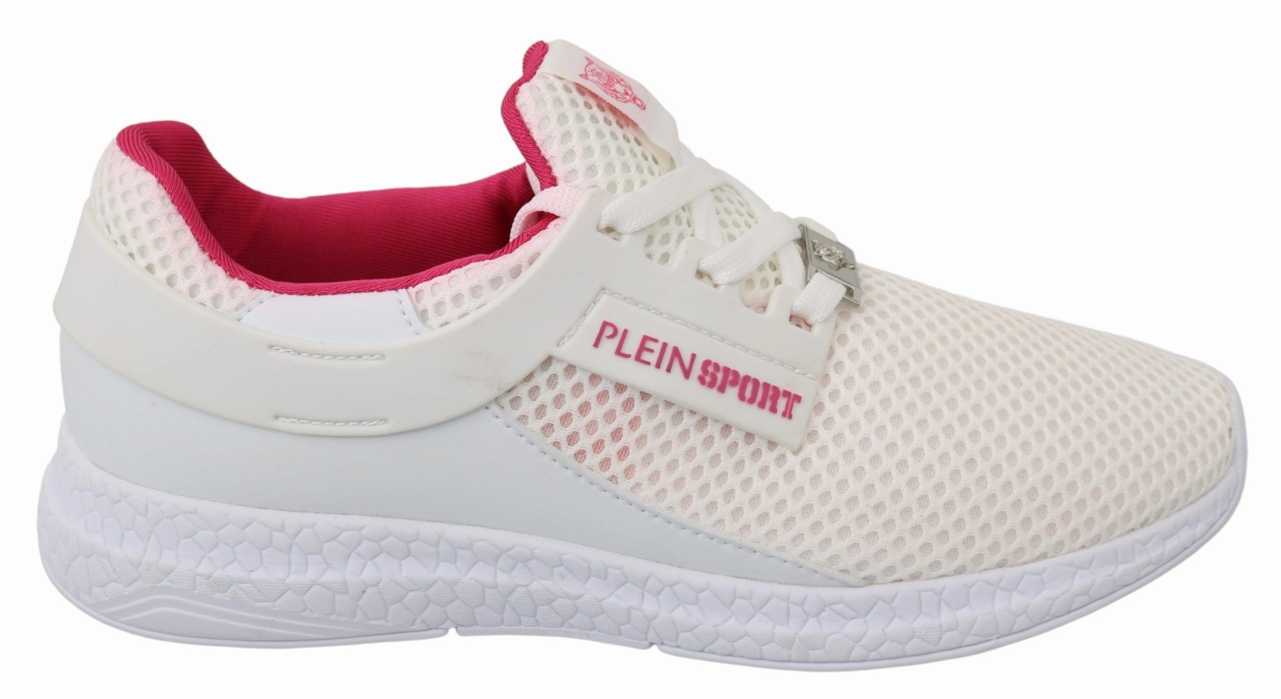 White Pink Polyester Becky Sneakers Shoes Spiked Sneakers