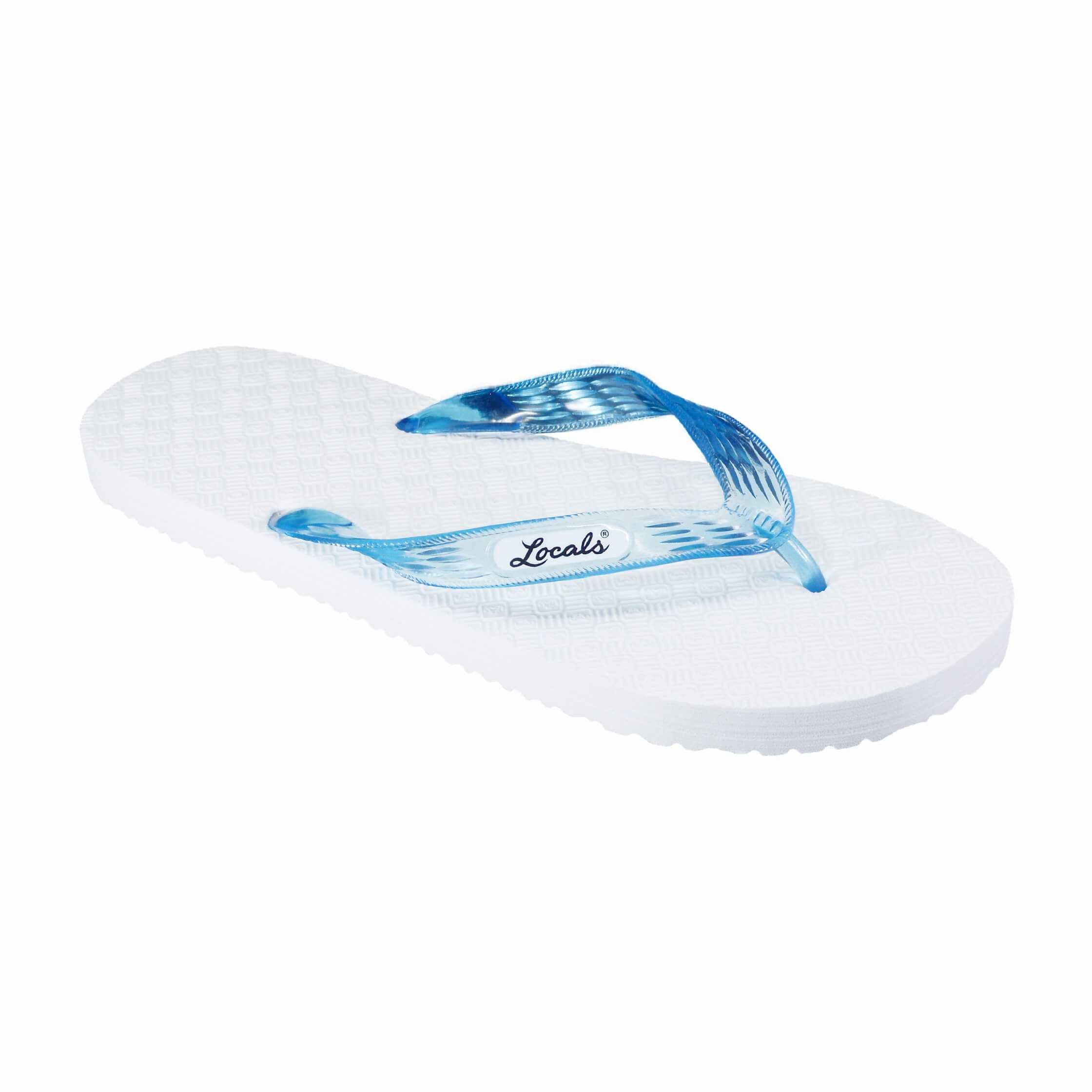 White Platform Women's Translucent Turquoise Strap Slippah Flip Flops With Padding