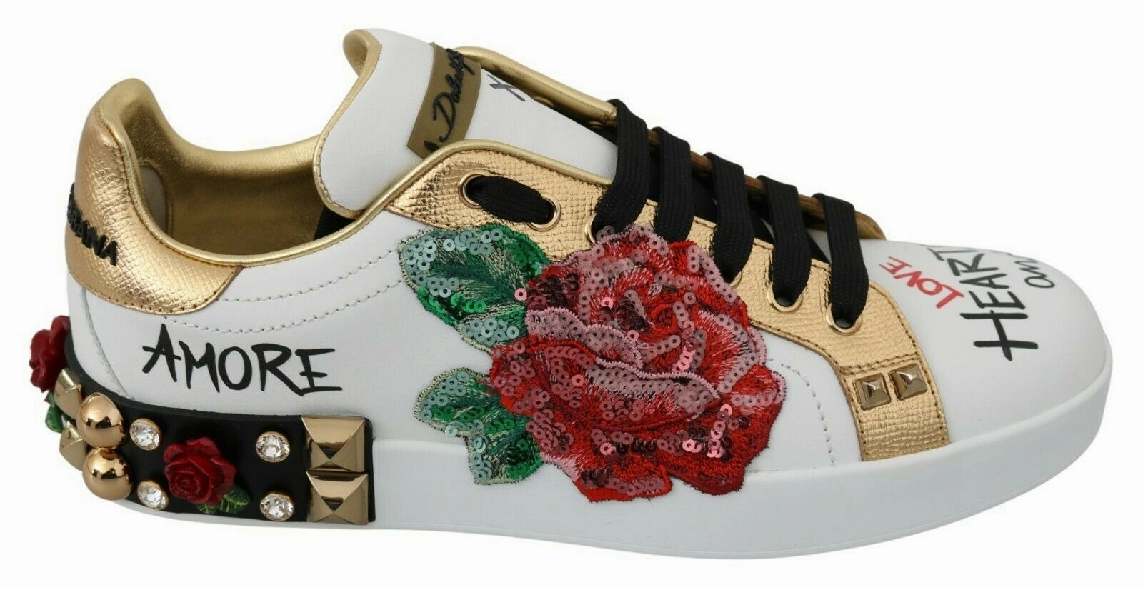 White Roses Sequined Crystal Womens Sneakers Shoes Bling Bling Sneakers