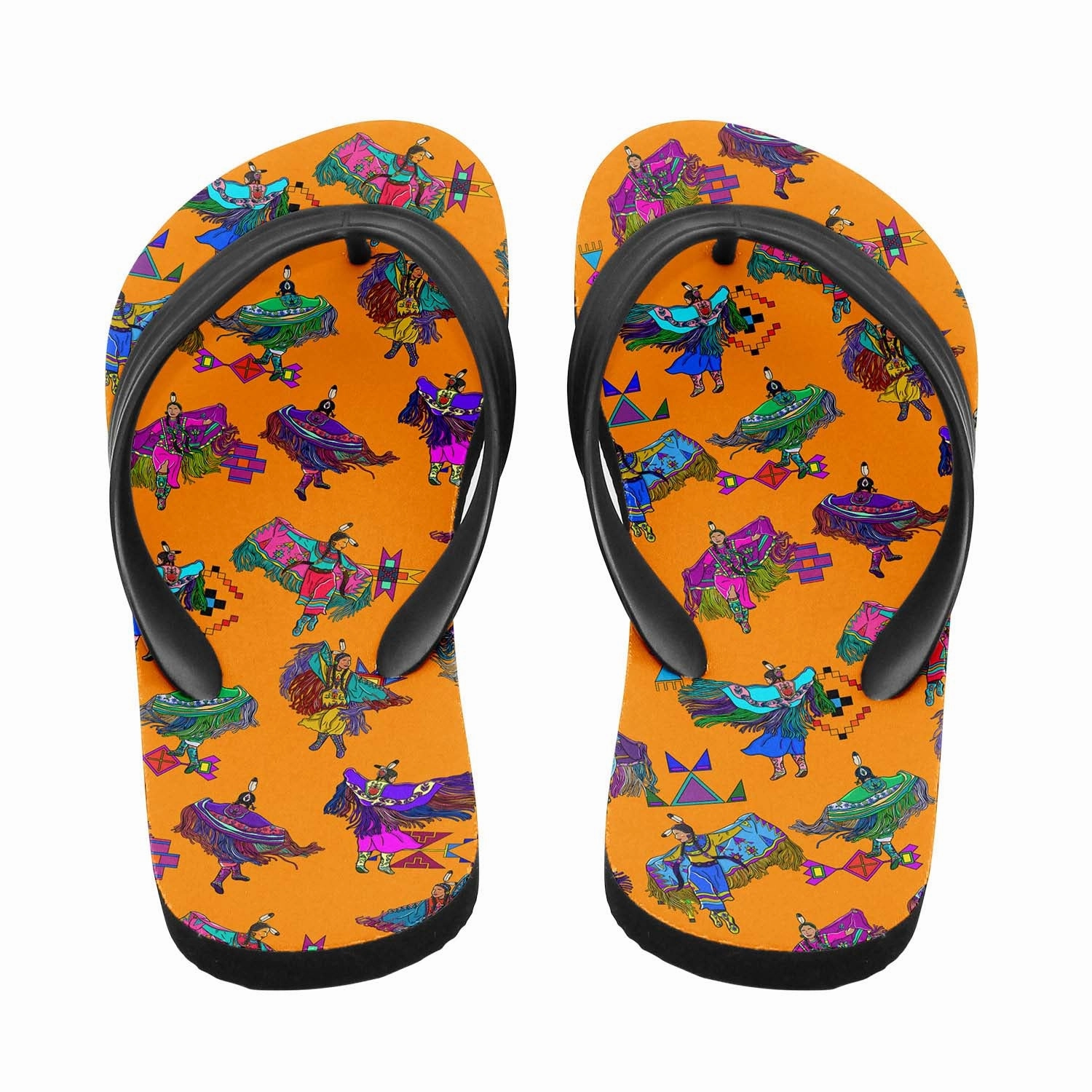 Women's Fancy Dancers Orange Flip Flops Crocs Miami Flip Flops