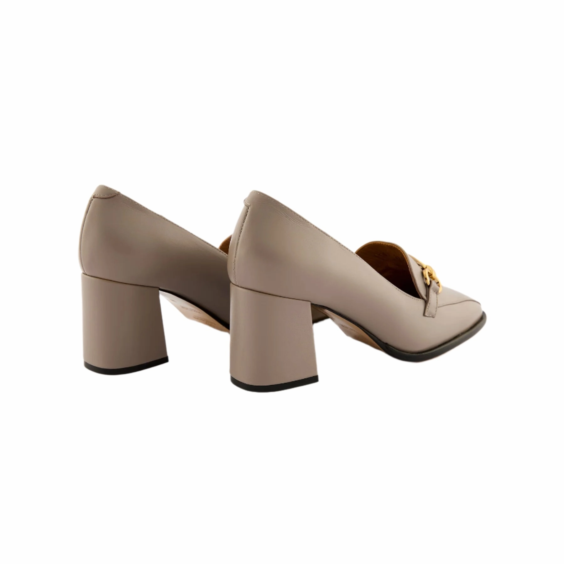 Women's Mink Square-Toe Buckle Handmade Calf Leather Block Heels W6011 Casual Shoes Wedding