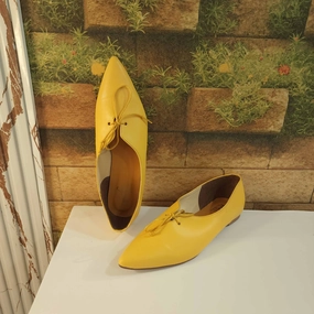 Yellow Pointed Pumps in Flat Pointed Flat Shoes Wide Fit