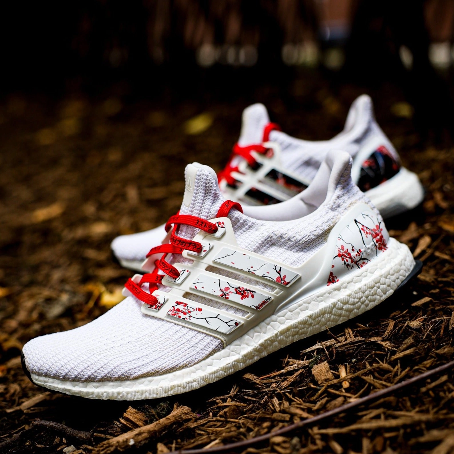 Yin & Yang Cherry Blossom Stripes for Ultra Boost Slip On Adidas Shoes