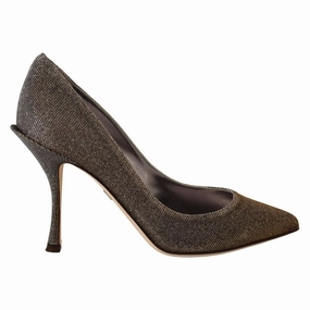 Sandals With A Closed Toe Dolce & Gabbana Gold Silver Fabric Heels Pumps Shoes