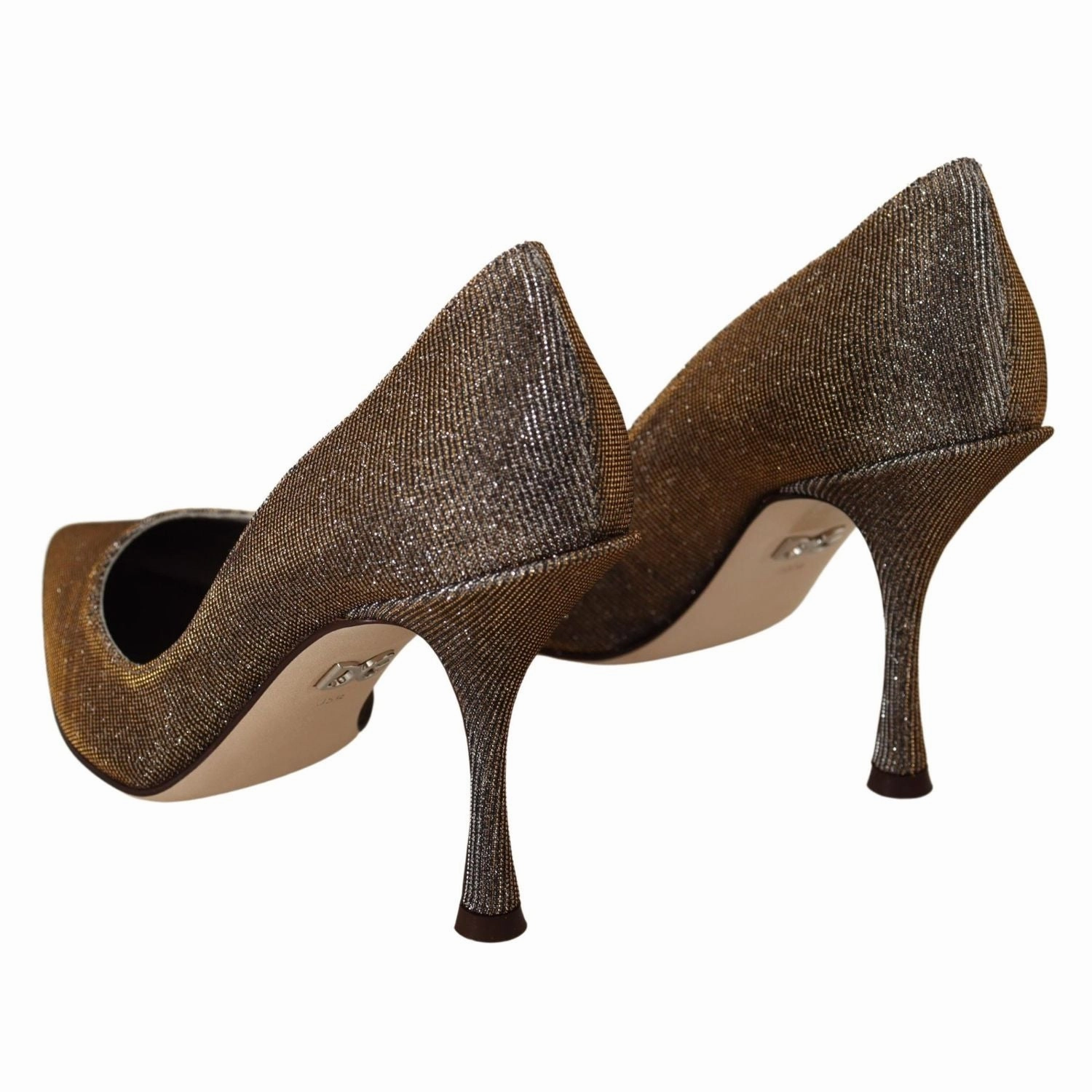 Dolce & Gabbana Gold Silver Fabric Heels Pumps Shoes Wedge Sandals Comfort