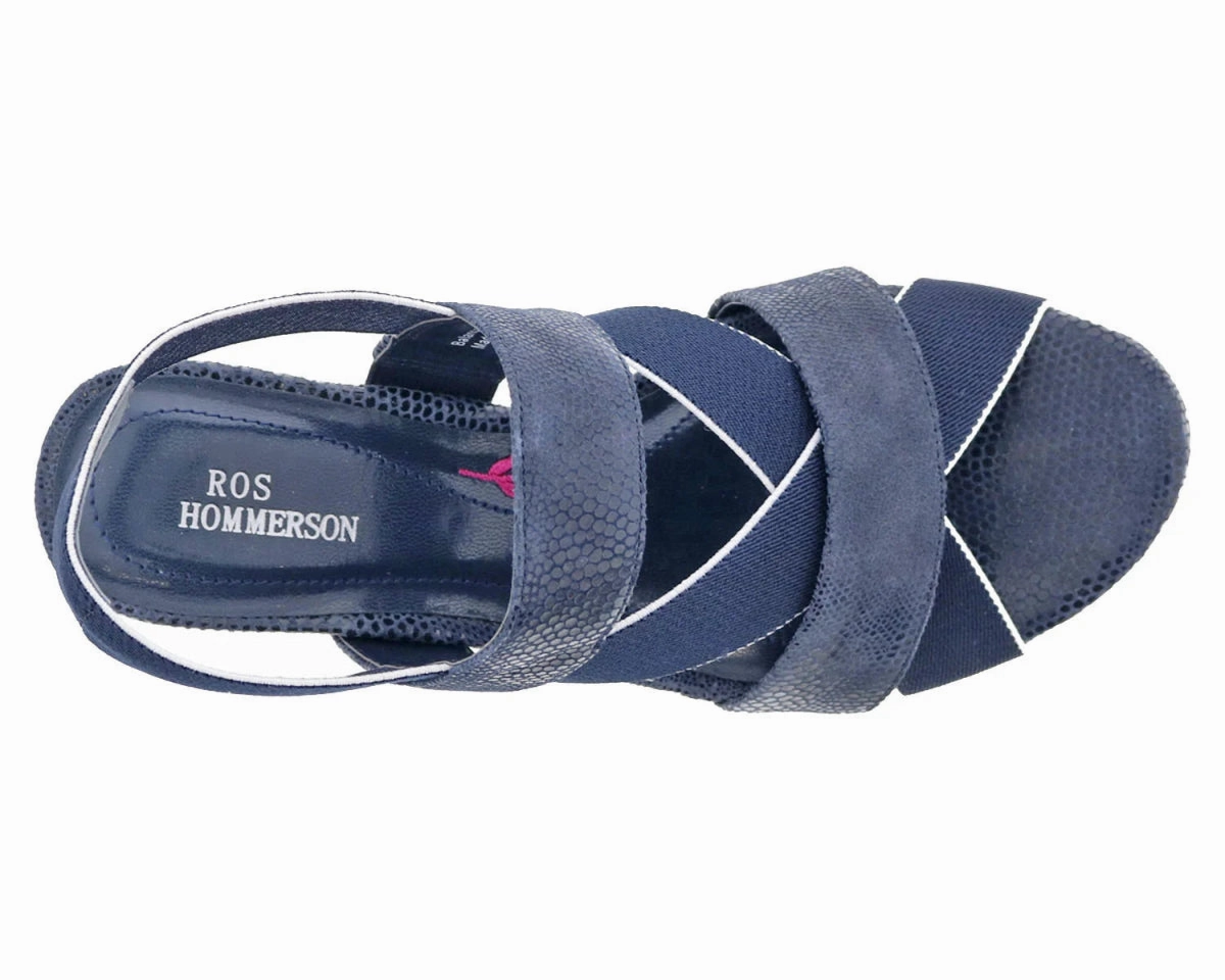Ros Hommerson Wynona Women's Straps Sandal In Navy Stretch Fabric Hawaiian Sandals