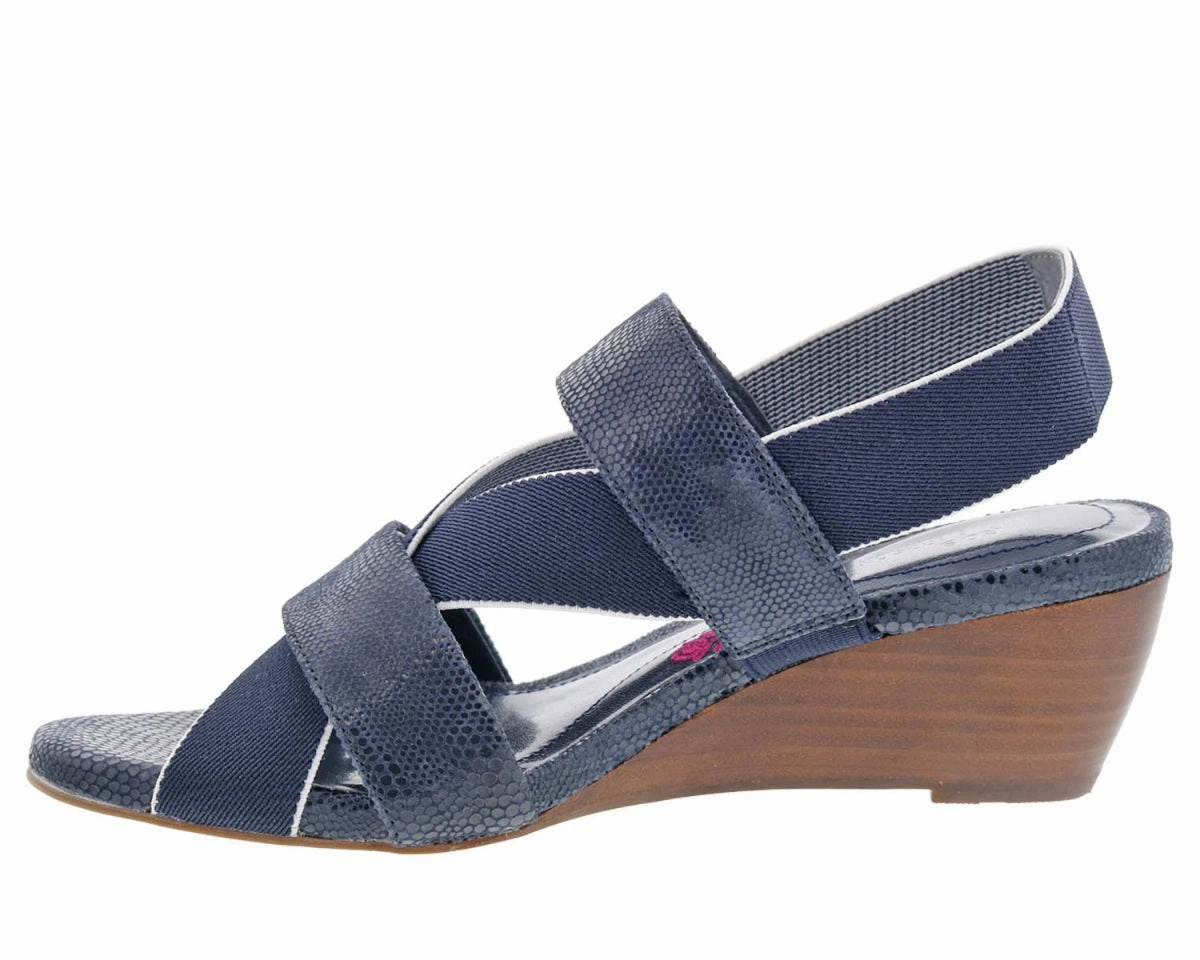 Sandals Good For Bunions Ros Hommerson Wynona Women's Straps Sandal In Navy Stretch Fabric