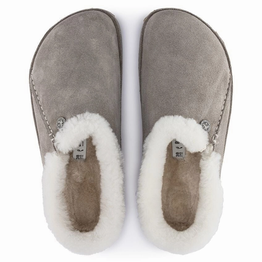 Zermatt Premium Shearling : Stone Coin Slippers With Fur Inside