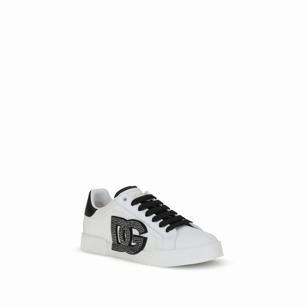 Dolce & Gabbana White Calf Leather Bos Taurus Low Top Sneakers Sneakers Ma-1