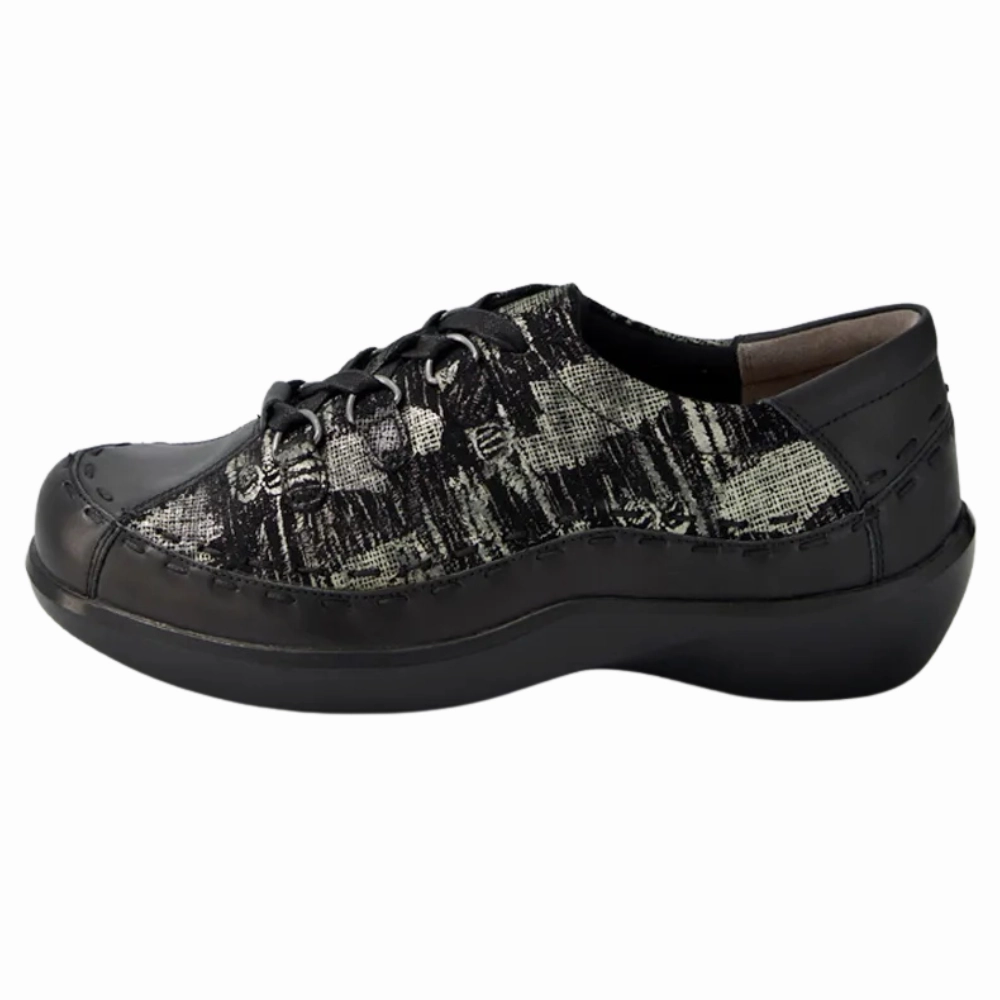 Ziera Allsorts Black/Khaki Leather Shoe (Women's) Casual Shoes With Plantar Fasciitis